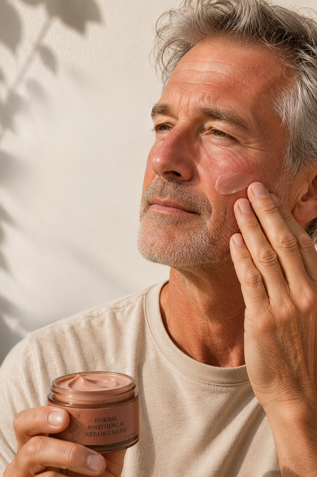 Applying a nourishing layer of cream in the evening