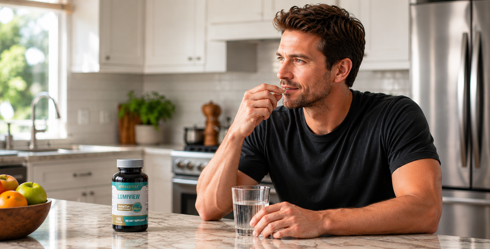 Model holding LUMIVIEW capsules